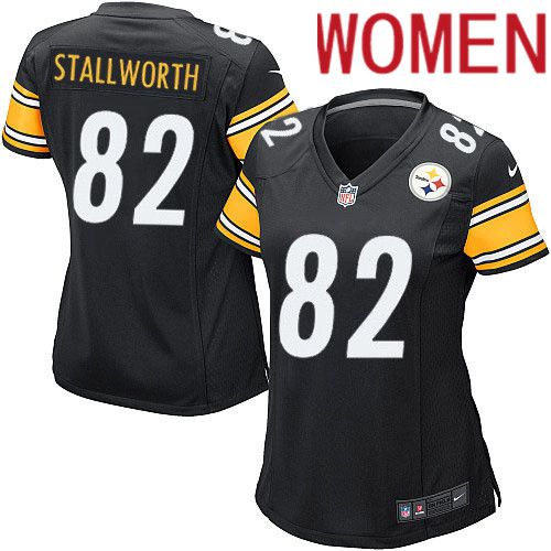 Women Pittsburgh Steelers #82 John Stallworth Nike Black Game Player NFL Jersey->women nfl jersey->Women Jersey